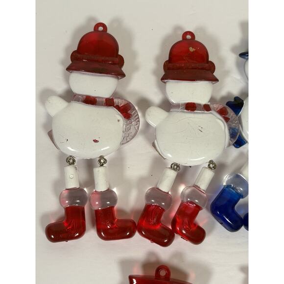 Set of 6 Dangle Legs Snowman Christmas Tree Ornaments Plastic - Picture 8 of 12
